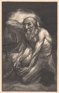Homem sentado, barbudo com asas de Johannes Josephus Aarts