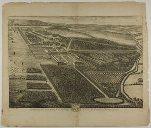 Cashiobury, chapa 28 de Britannia Illustrata de Johannes Kip