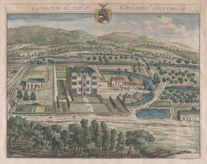 Easington, The Seat of Nathaniel Stevens, [1712] reeditado em 1768. de Johannes Kip