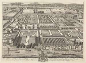 Vista da Beaufort House e Chelsea 1699 de Johannes Kip