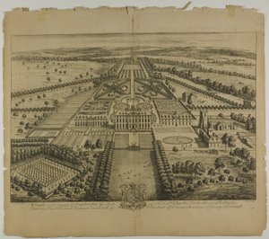 Wimple no Condado de Cambridge, placa 32 da Britannia Illustrata de Johannes Kip