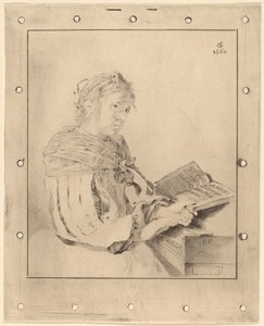 Jovem rapariga no Keyboard, 1767. de Johannes Kornlein