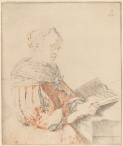 Moça no teclado, 1767. de Johannes Kornlein
