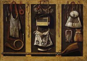 Natureza morta com equipamento de caça, c. 1660. de Johannes, Leemans