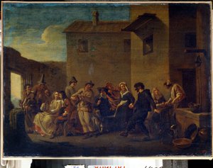 Carnaval de Venise (Carnaval em Veneza). Peinture de Johannes Lingelbach