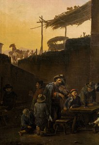 Bebedores em frente a uma estalagem italiana de Johannes Lingelbach