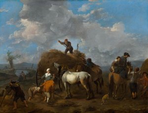 Holandês: Colheita do feno de Johannes Lingelbach