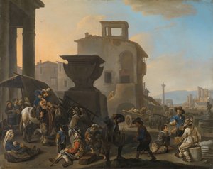Mercado Italiano com um Dentista Quack
Mercado numa cidade italiana, com um puxador de dentes Itinerante de Johannes Lingelbach
