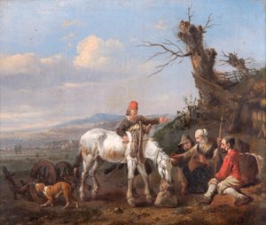 "Paisagem com os viajantes em repouso", século XVII