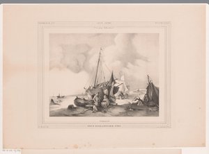 Costa holandesa com barcos e pessoas
Uma costa holandesa (título sobre o objecto) de Johannes Lodewijk Riedel