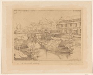 Ponte vermelha na cidade mais baixa de Surabaya em East Java de Johannes Nicolaas