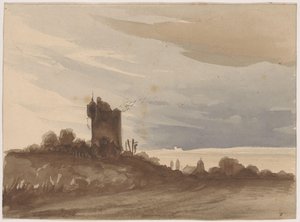 Paisagem com torre dilapidada de Johannes Tavenraat