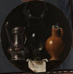 Emblemática Natureza Morta com Flagão, Vidro, Jarro e Bridle
Emblemática natureza morta com flagon, vidro, jarro e freio de Johannes Torrentius