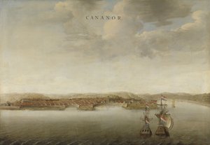 Vista de Cannanore na costa de Malabar na Índia, c.1662-3