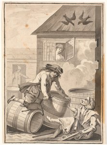 Jens Blok e Gunild. Ilustração para Ludvig Holberg: Peder Paars 1772. (2º livro, 3ª música) de Johannes Wiedewelt