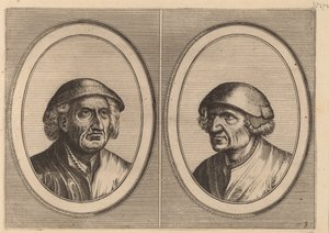"Hans Onvertsaeght" e "Koen Slock-speck" de Johannes and Lucas van Doetechum after Pieter Bruegel the Elder