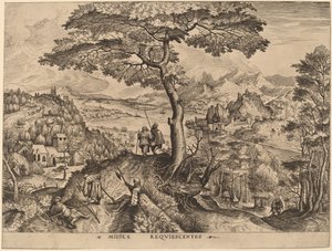 Soldados Descansando (Soldados em Repouso) de Johannes and Lucas van Doetechum after Pieter Bruegel the Elder