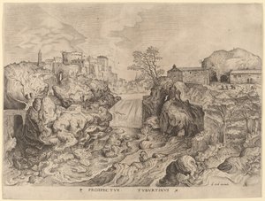 Prospecto Tyburtinus (Vista do Tibre) de Johannes and Lucas van Doetechum after Pieter Bruegel the Elder