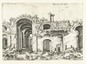 Terceira vista dos Banhos de Diocleciano
Ruínas romanas, 1561 (título da série) de Johannes of Lucas van Doetechum (attributed to)