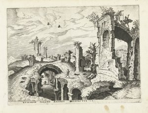 Vista das ruínas do Monte Palatino Ruínas romanas, 1561 (título da série)