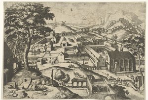 Paisagem com São Jerônimo hieronimus in deserto (título no objeto) Paisagens com histórias cristãs (título da série) de Johannes of Lucas van Doetechum