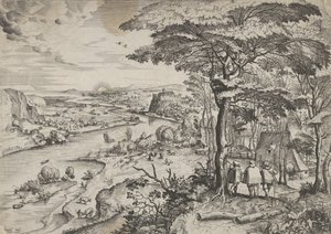 Euntes in Emmaus Landscape with Pilgrims, ca. 1555-56. Criadores: Johannes van Doetecum I, Lucas van Doetecum. de Johannes and Lucas van Doetecum
