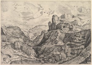 Alpine Landscape with a Deep Valley from The Large Landscapes, ca. 1555-56.