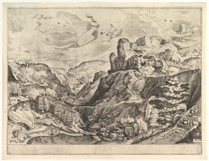 Alpine Landscape with a Deep Valley from The Large Landscapes, ca. 1555-56.