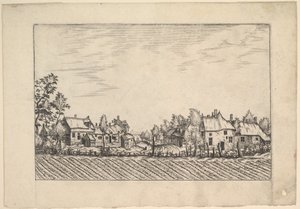 Fazendas, campo arado em primeiro plano de Praediorum villarum et rusticarum casu..., ca. 1559-61. de Johannes van Doetecum I
