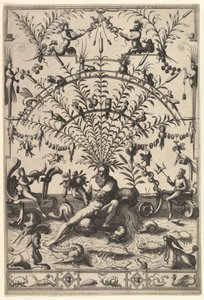 Decoração moderna Grotesca com um Deus do Rio, 1557.