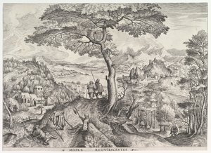 Soldados nas Milites de Descanso requiescentes de The Large Landscapes, ca. 1555-56.