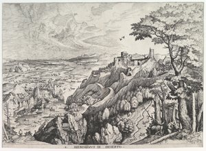 St. Jerome in the Wilderness S. Hieronymus in Deserto from The Large Landscapes, ca. 1555-56. de Johannes van Doetecum I