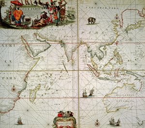 Mapa de África, Índia, Oceano Índico e Índias Orientais
