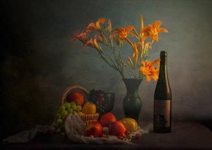 Natureza morta melancólica com vinho