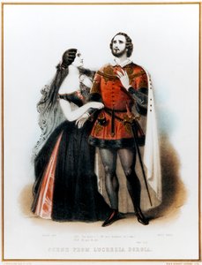 Ópera de Gaetano Donizetti Lucrezia Borgia - Introdução à Cena II com Mario (tenor italiano: 1810-1883) e Grisi (1811-1869) em Londres, produção teatral HM, 6 de Junho de 1839