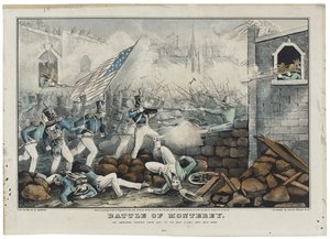 Batalha de Monterey em 7 de julho de 1846, litografia de Nathaniel Currier (1813-88) de John (after) Cameron