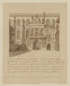 Vista sul da entrada para Guildhall, City of London (litho) de John (after) Carter