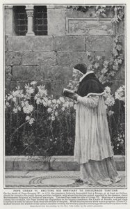 Papa Urbano VI recitando o seu breviário para encorajar a tortura (litho) de John (after) Collier
