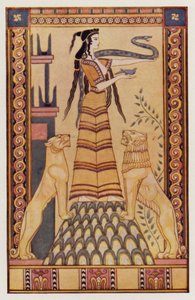 A Deusa Serpente de Creta (litografia a cores) de John (after) Duncan