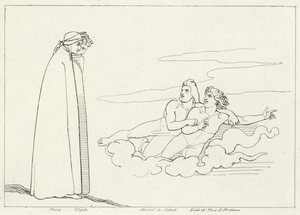 Uma conversa com Guido Di Brettinoro, Purgatório, Canto 14 (gravura) de John (after) Flaxman