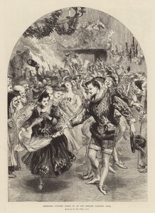 Dança de Natal em um antigo salão baronial inglês (gravura) de John (after) Gilbert