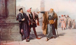 Shakespeare: The Baiting of Shylock, The Merchant of Venice, Acto III, Cena 1 (cor litho)