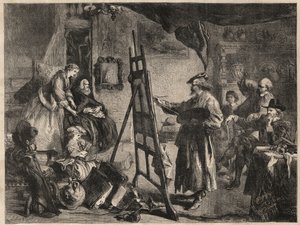 THE STUDIO OF REMBRANDT - gravura após pintura de J. Gilbert - l