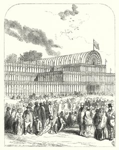O Palácio de Cristal em Hyde Park, Londres, local da Grande Exposição de 1851, projetado por Joseph Paxton e Charles Fox (gravura)