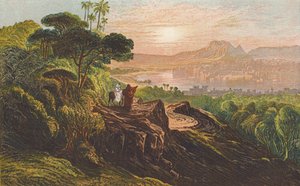 A fuga para o Egipto (litografia a cores) de John (after) Martin