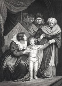 Elizabeth Woodville entregando seu filho (litho)