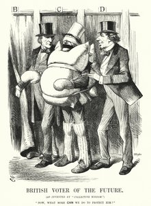 Soco cartoon: Voto Britânico do Futuro (gravura) de John (after) Tenniel