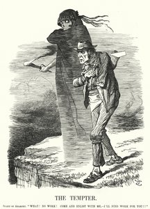 Soco cartoon: O tentador - tentação do anarquismo para os desempregados (gravura) de John (after) Tenniel