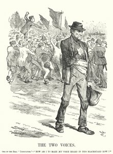 Soco cartoon: The Two Voices - unemployment and social unrest in Victorian Britain (gravura) de John (after) Tenniel