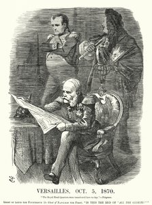 Soco cartoon: Versalhes, 5 de outubro de 1870 - a humilhação da França na Guerra Franco-Prussiana (gravura)